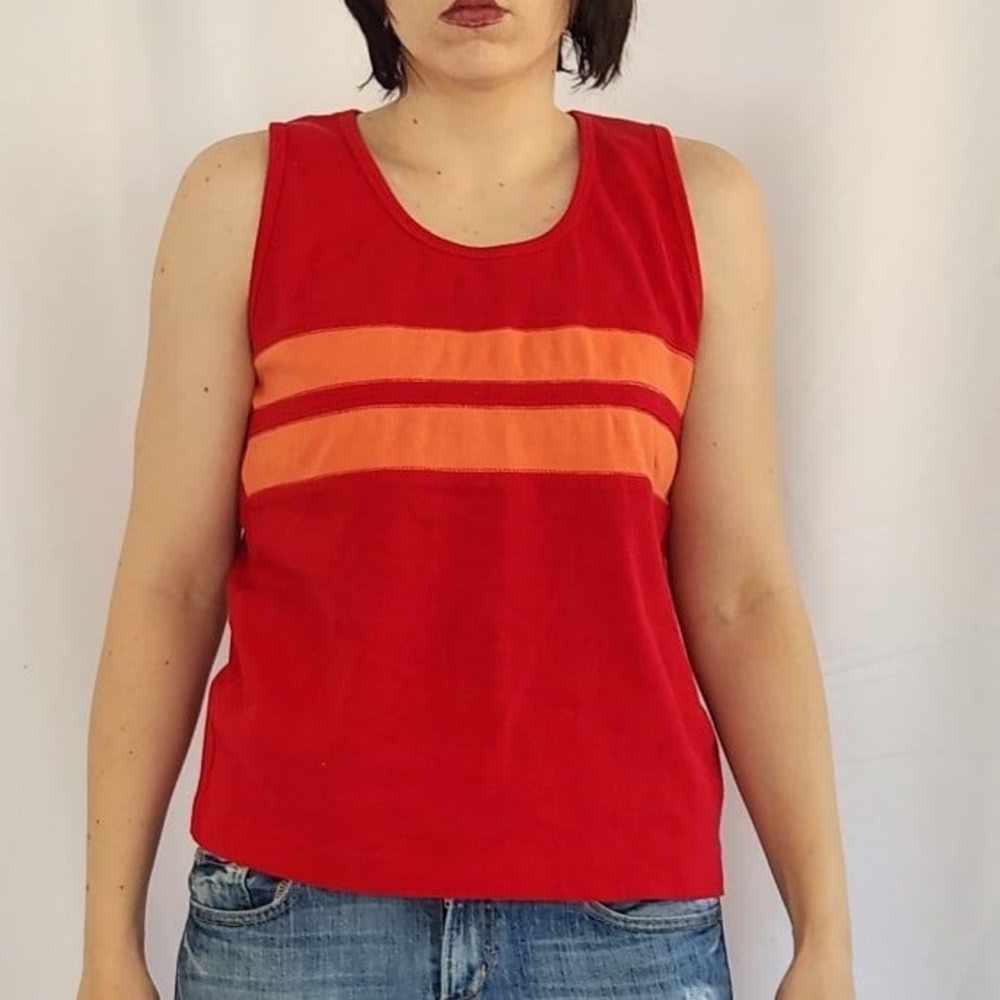 Y2K Red and Orange Ribbed Tank Top